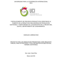 Fortalecimiento de procesos productivos orientados al fomento de alternativas innovadoras de producción sostenible y agroturismo en los municipios de la región de Guavio, Departamento de Cundinamarca.