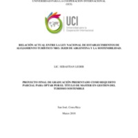 Relación actual entre la Ley  Nacional  de Establecimientos  de Alojamiento Turístico  NRO. 18.828 de Argentina y la sostenibilidad